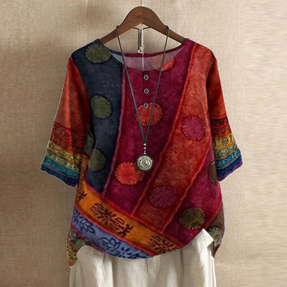 Jennifer | Vintage Floral Print Relaxed Blouse