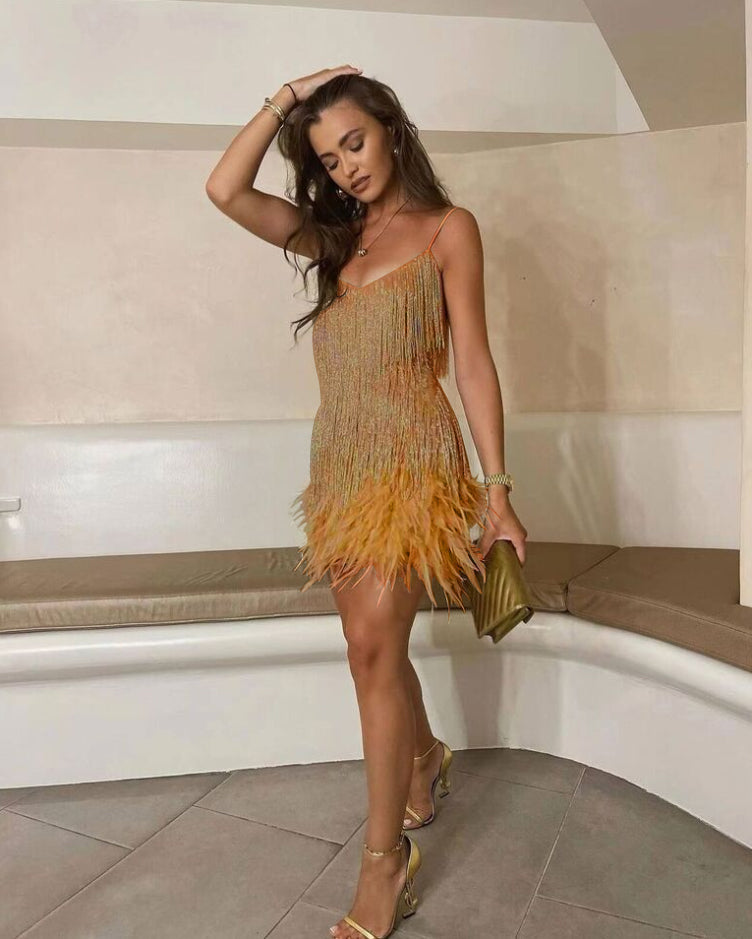 Annika | Sequin Spaghetti Strap Mini Cocktail Dress