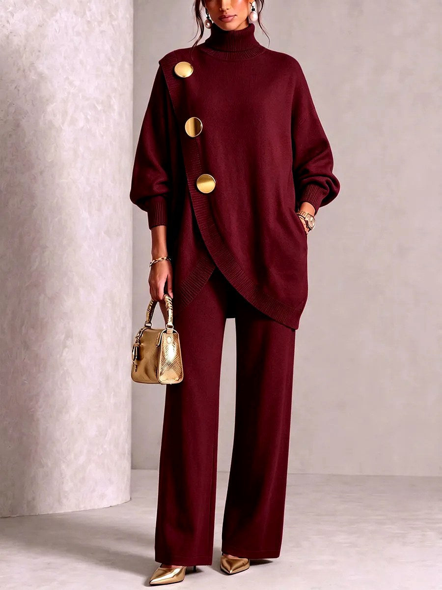 Hedda turtleneck sweater and wide-leg pants set for women