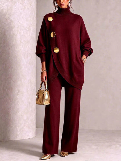 Hedda turtleneck sweater and wide-leg pants set for women