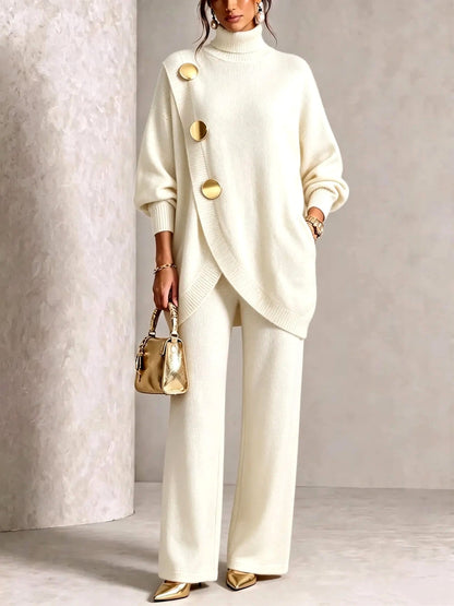 Hedda turtleneck sweater and wide-leg pants set, view 4