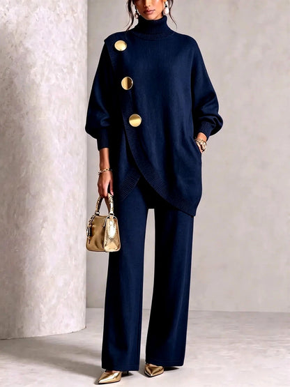 Hedda turtleneck sweater and wide-leg pants set, view 5