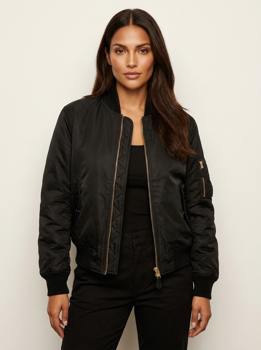 Bomber jacket showing utility pocket detail