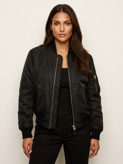 Bomber jacket showing utility pocket detail