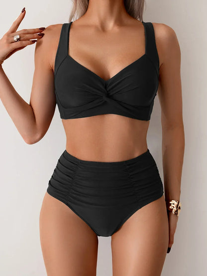 Beatrice | High Waisted Ruched Tummy Control Bikini Set