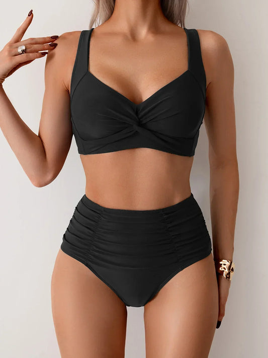 Beatrice | High Waisted Ruched Tummy Control Bikini Set