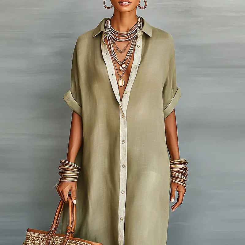 Larienne | Linen Long Shirt Maxi Sundress