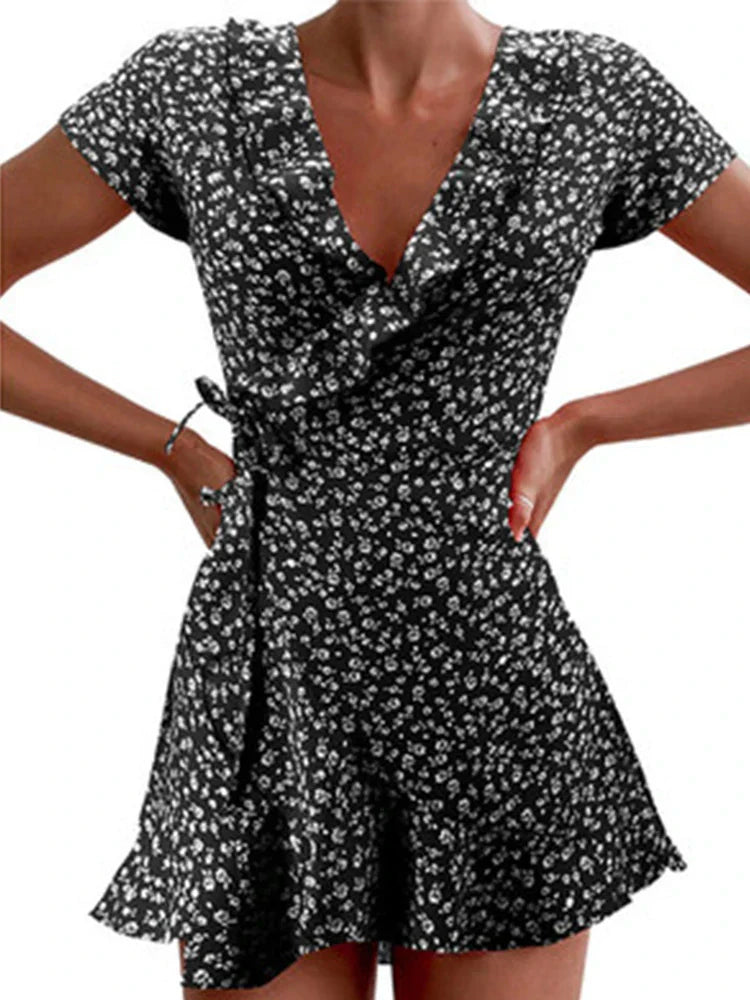 Lorelai A-line floral mini dress full length