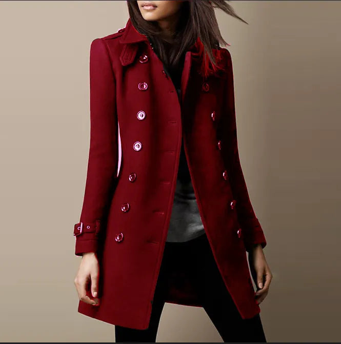 Endellion women's double-breasted mid-length trench coat