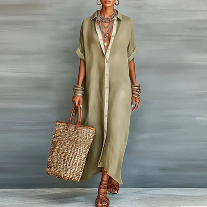 Larienne | Linen Long Shirt Maxi Sundress