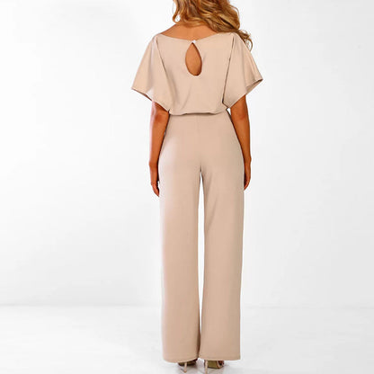 Belted jumpsuit showing fitted bodice