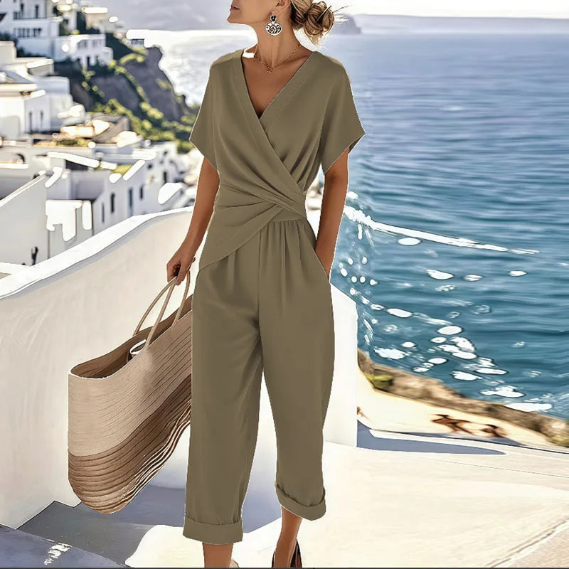 Estelle | Wrap Front Top & Tailored Trousers Set