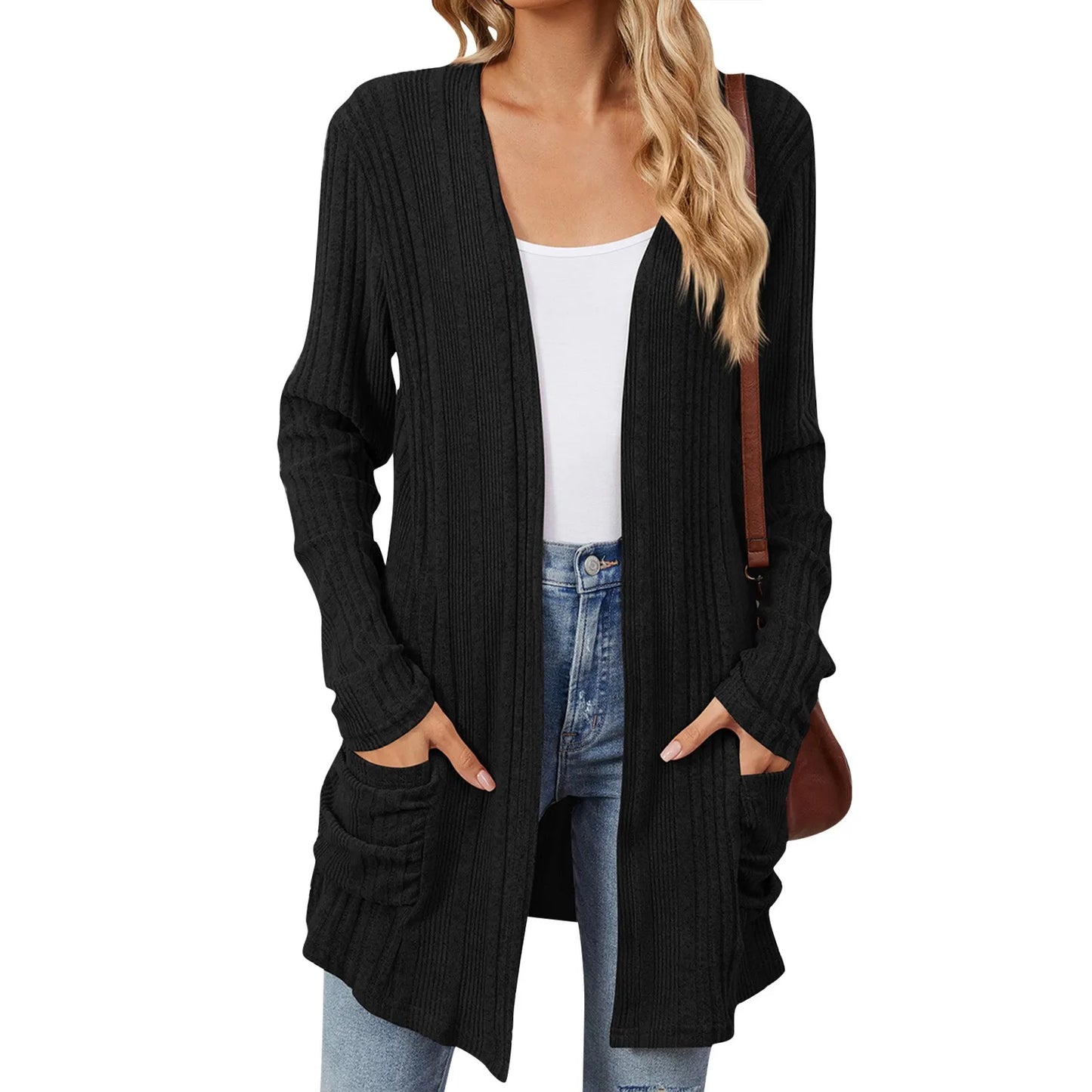 Ottaline women's longline ribbed open cardigan