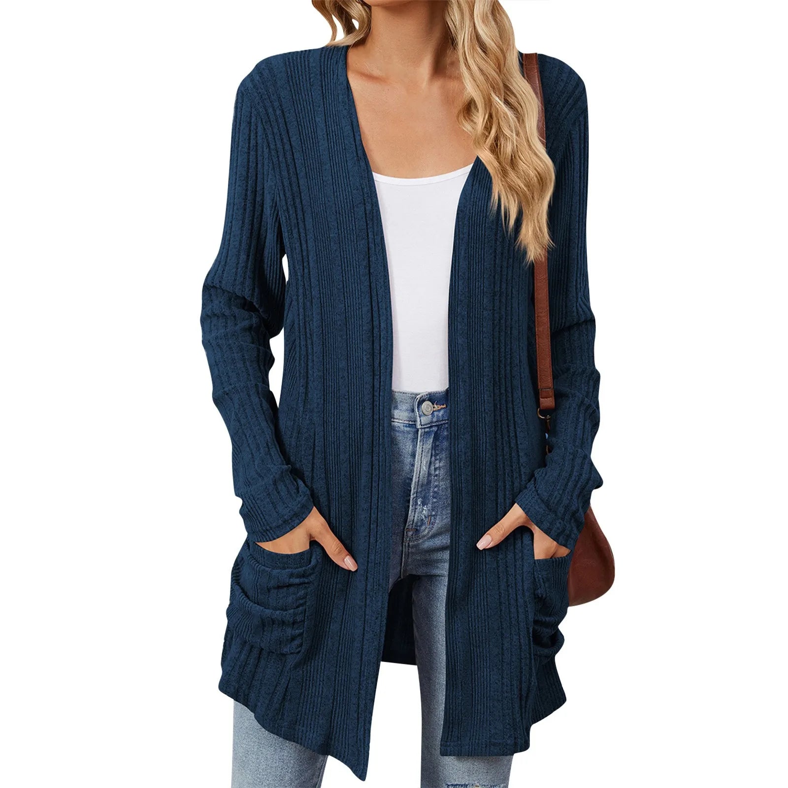 Ottaline women's longline ribbed open cardigan