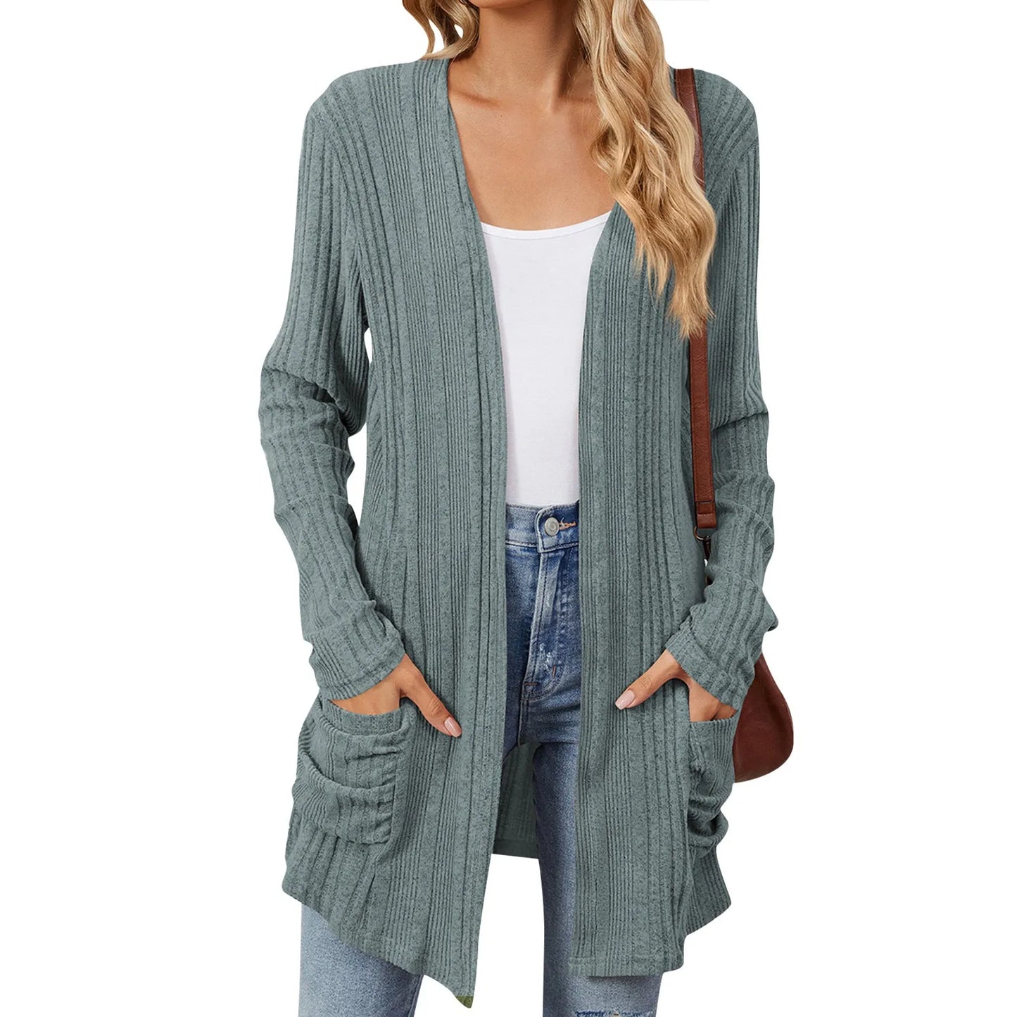 Ottaline women's longline ribbed open cardigan