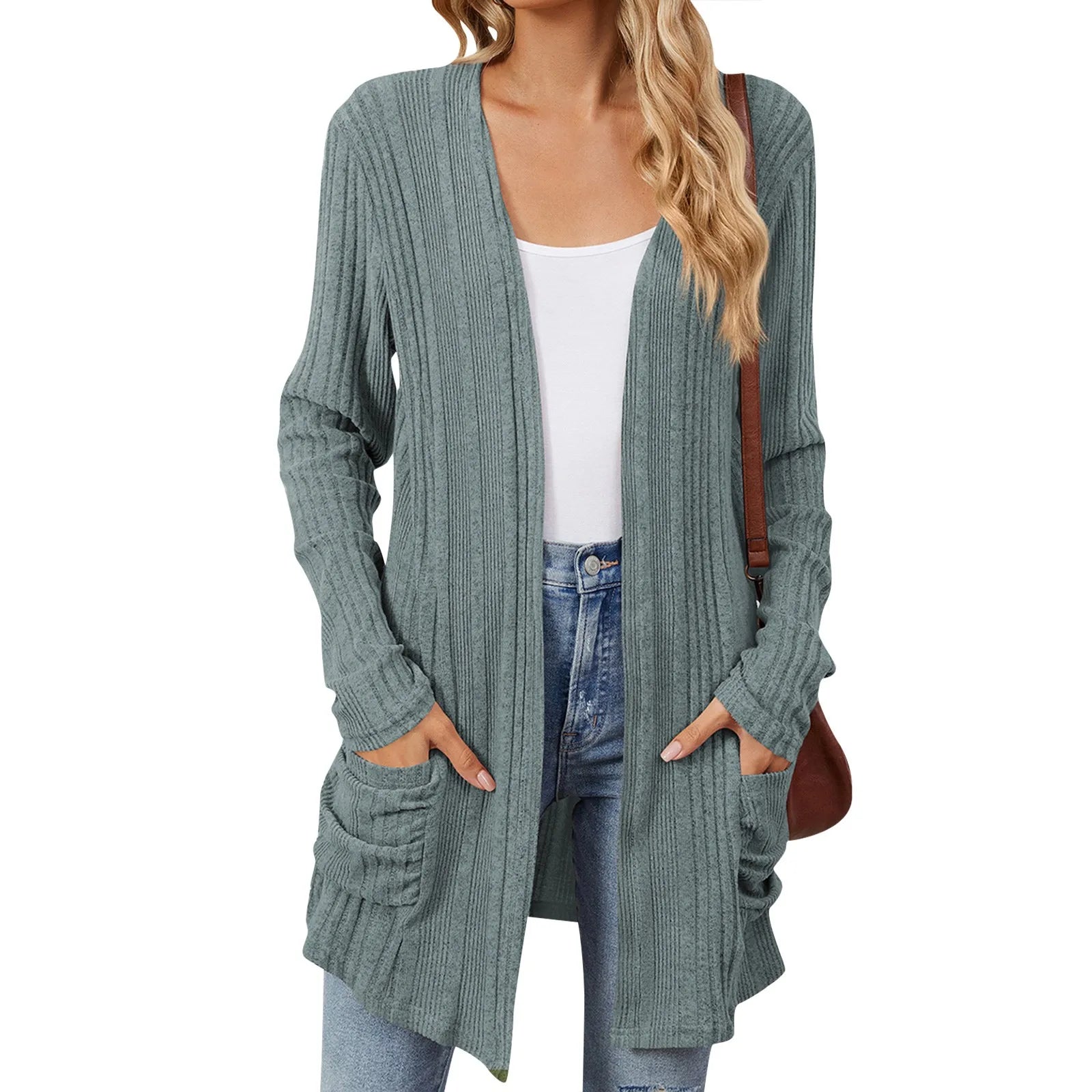 Ottaline women's longline ribbed open cardigan