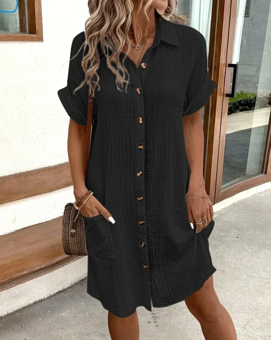Honora button-front mini dress side view