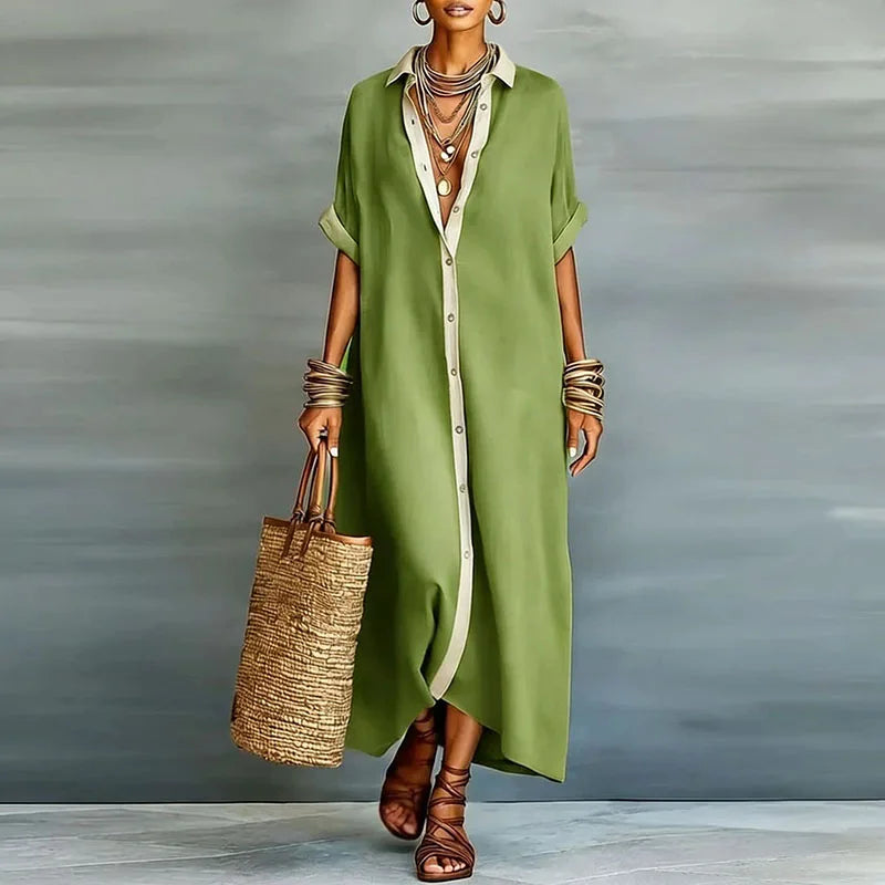 Larienne | Linen Long Shirt Maxi Sundress