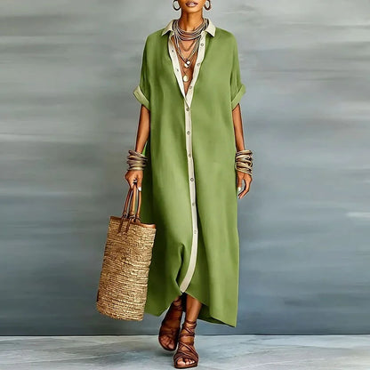 Larienne | Linen Long Shirt Maxi Sundress