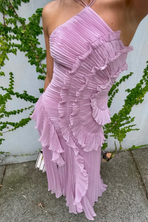 Estella | Elegant Halter Pleated Maxi Dress