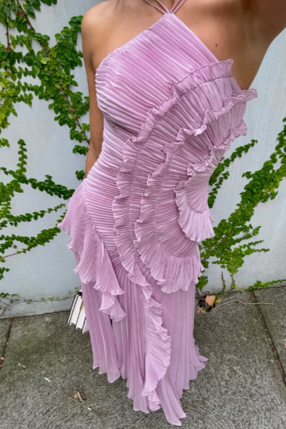 Estella | Elegant Halter Pleated Maxi Dress