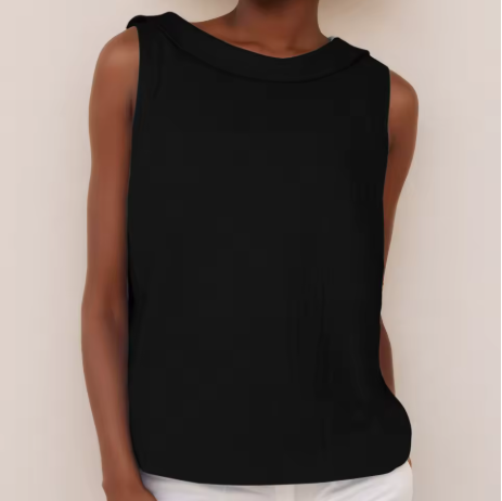 Amanda | Chic Sleeveless Roll Collar Top