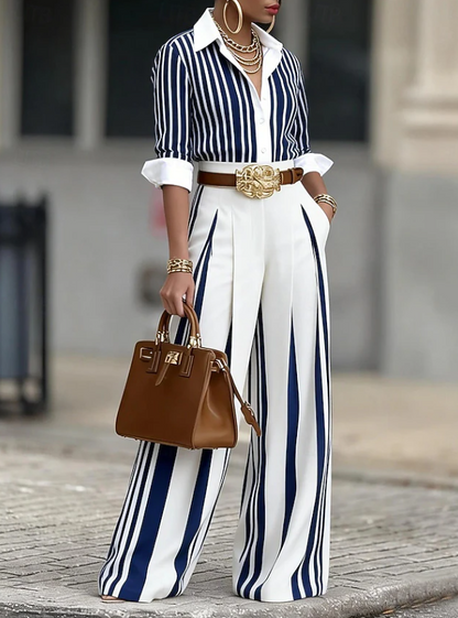 Katinka striped shirt and wide-leg pants set view 3