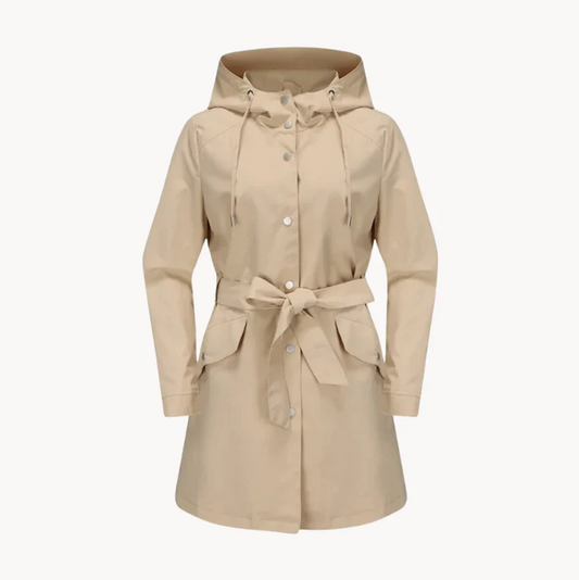 Halbrook belted hooded trench coat for women