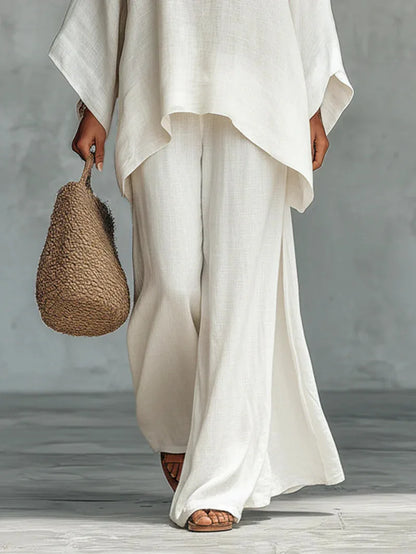 Apolline | Asymmetric Hem Oversized Top & Wide Leg Pants Set
