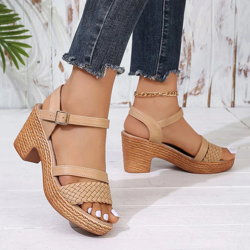 Bryony ankle strap wedge sandals detail