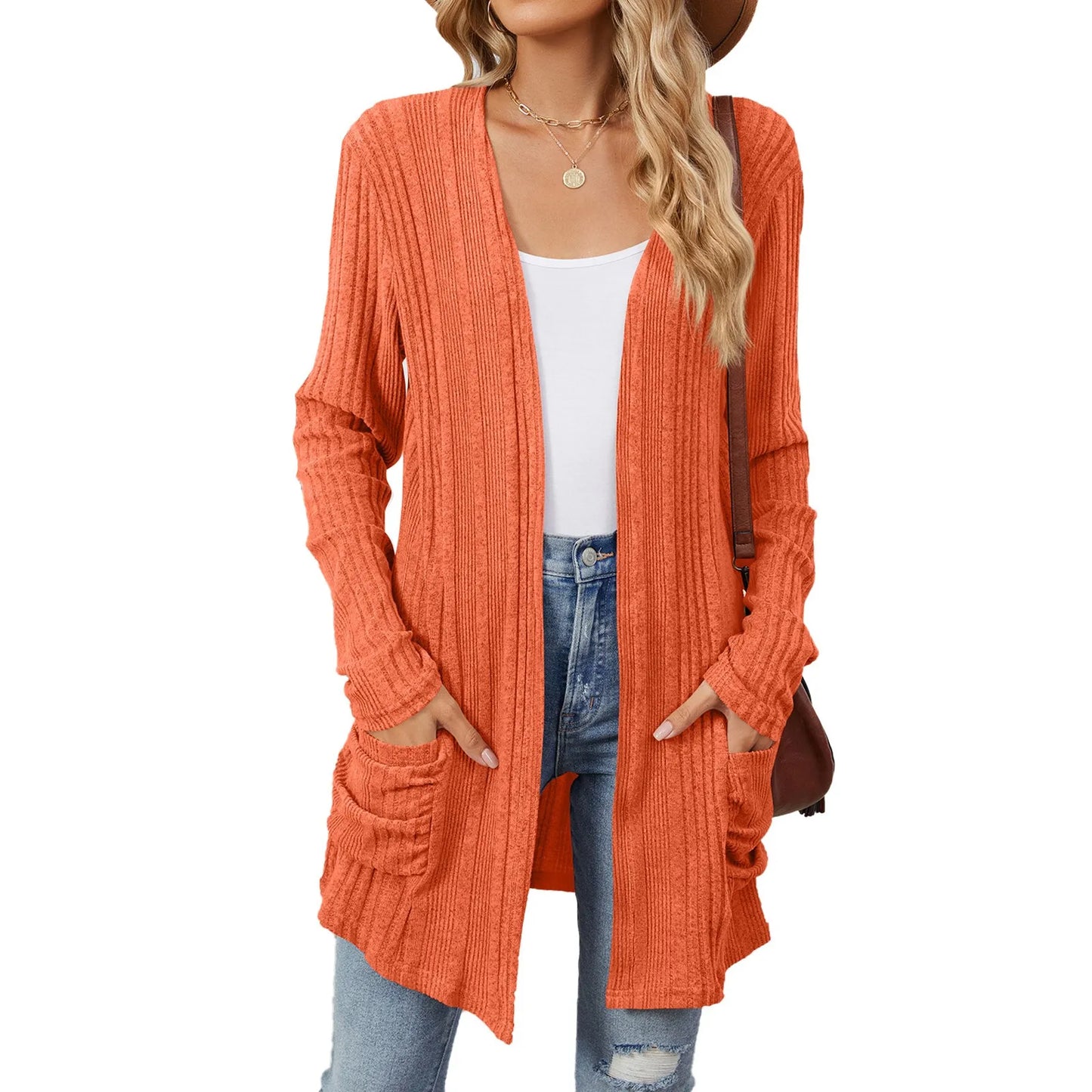 Ottaline | Longline Ribbed Open Cardigan