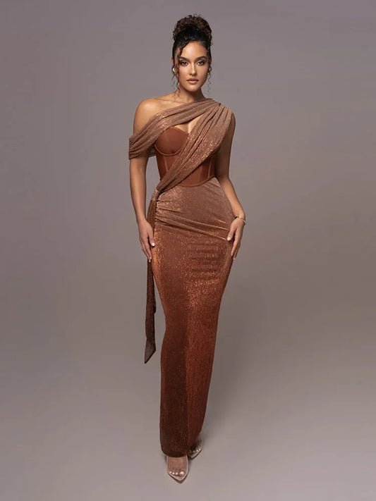 Agatha | One Shoulder Maxi Evening Dress
