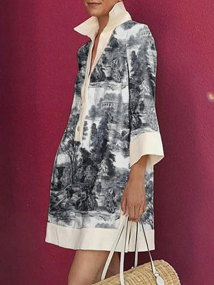 Colette | Toile Print Mini Shirt Dress