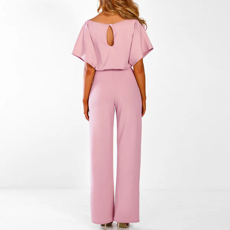 Belted wide-leg jumpsuit, side view