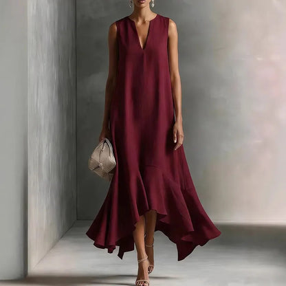 Adriane | V-Neck Ruffle Hem Maxi Sundress