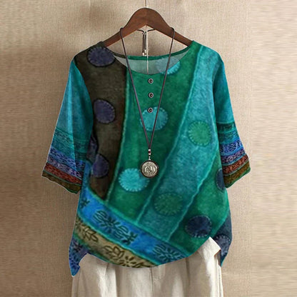 Jennifer | Vintage Floral Print Relaxed Blouse