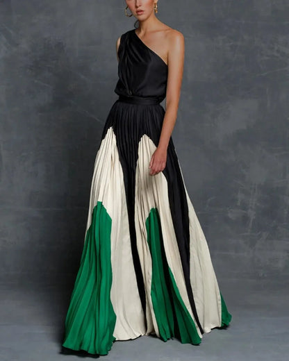 Lily | One-Shoulder Pleated Maxi Wedding Guest Dress