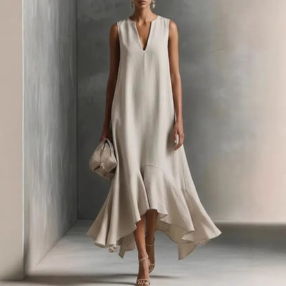 Adriane | V-Neck Ruffle Hem Maxi Sundress