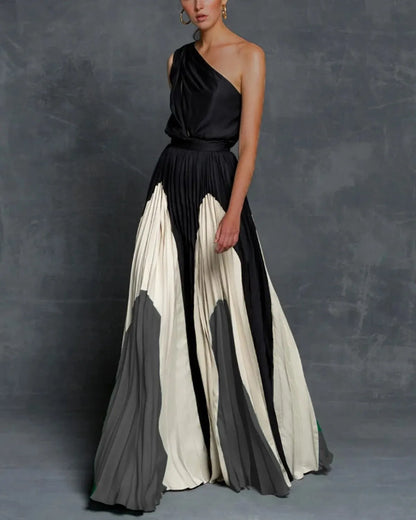 Lily | One-Shoulder Pleated Maxi Wedding Guest Dress