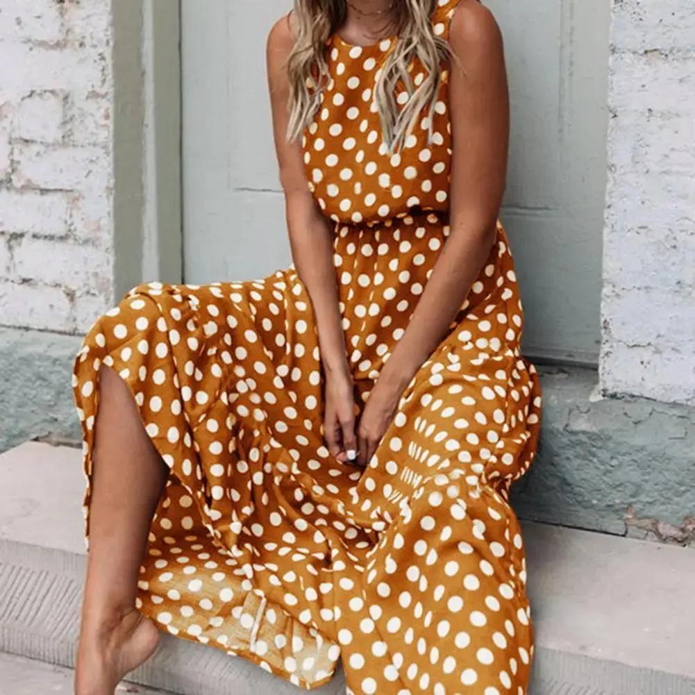 Polly | Sleeveless Polka Dot Maxi Dress