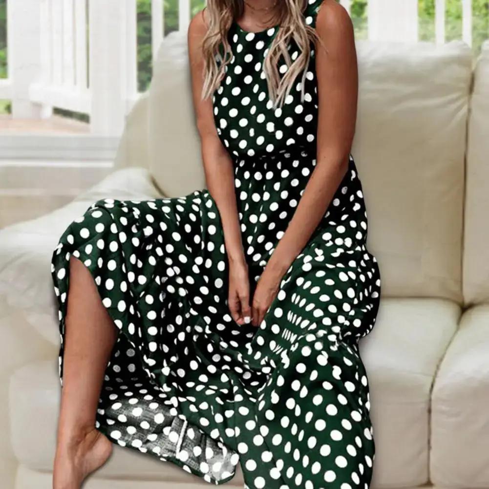 Polly | Sleeveless Polka Dot Maxi Dress