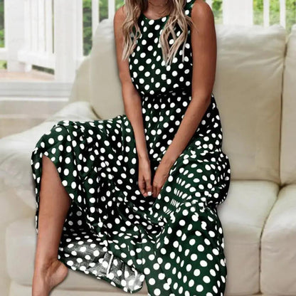 Polly | Sleeveless Polka Dot Maxi Dress