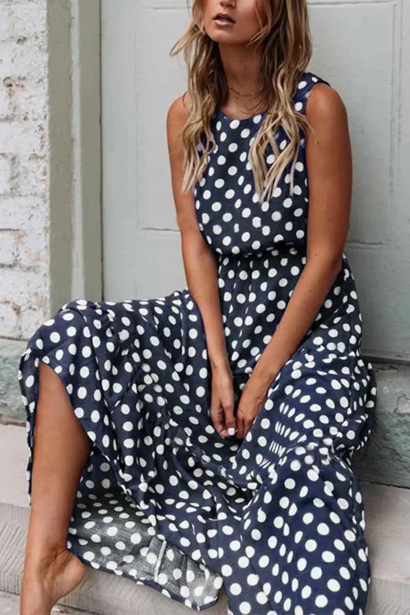 Polly | Sleeveless Polka Dot Maxi Dress