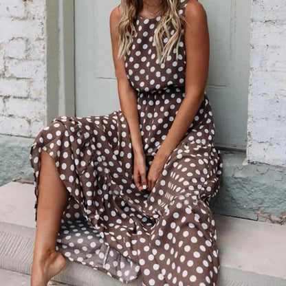 Polly | Sleeveless Polka Dot Maxi Dress