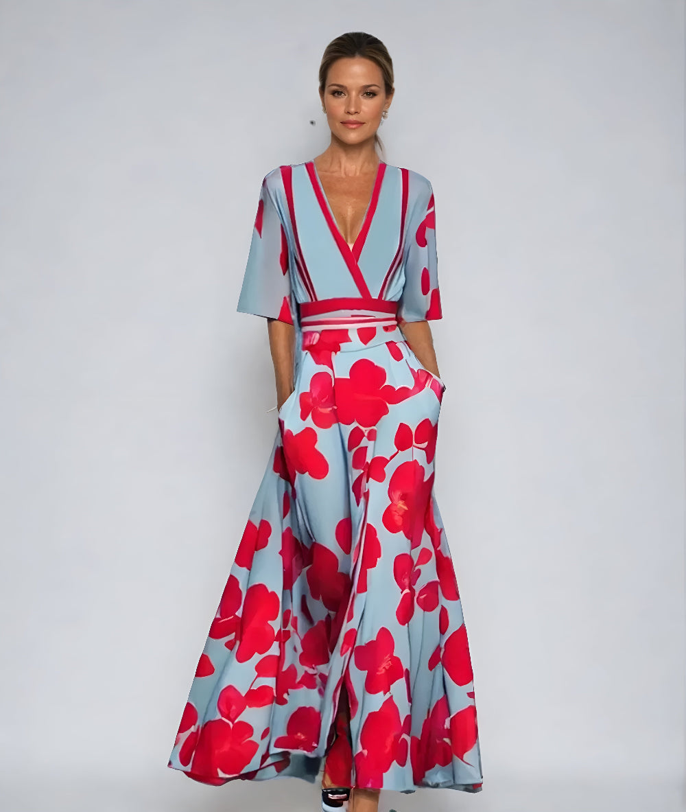 Velara | Floral Wrap Midi Dress