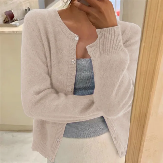 Marlowen soft knit cardigan round neckline