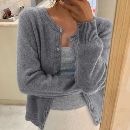 Marlowen button-front knit cardigan for women