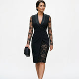 Black lace long sleeve cocktail dress