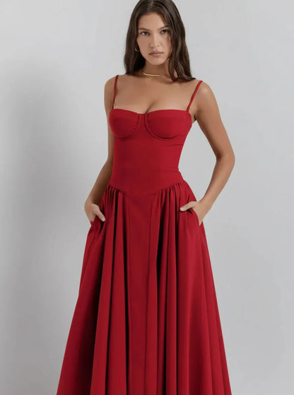 Cream sweetheart neckline midi dress