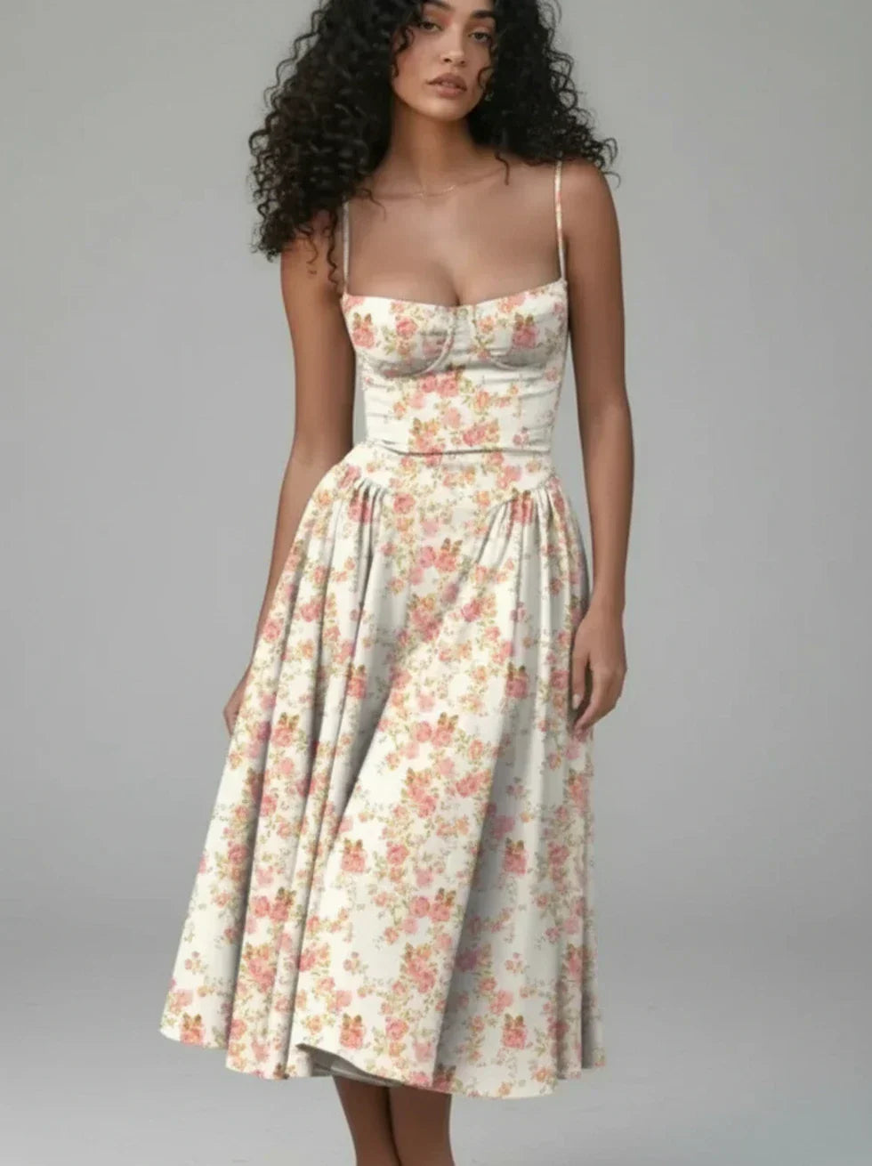 Spaghetti strap cream dress